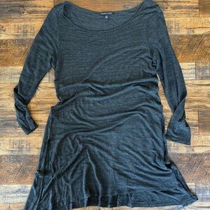 Eileen Fisher Charcoal Gray Tunic Top Petite Small Soft Knit Minimalist Layering